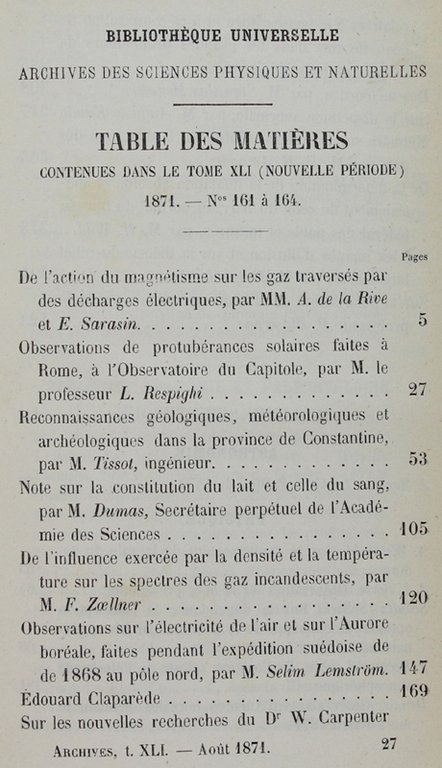 BIBLIOTHEQUE UNIVERSELLE ET REVUE SUISSE. ARCHIVES DES SCIENCES PHYSIQUES ET …