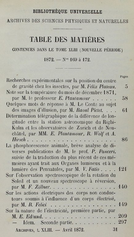 BIBLIOTHEQUE UNIVERSELLE ET REVUE SUISSE. ARCHIVES DES SCIENCES PHYSIQUES ET …