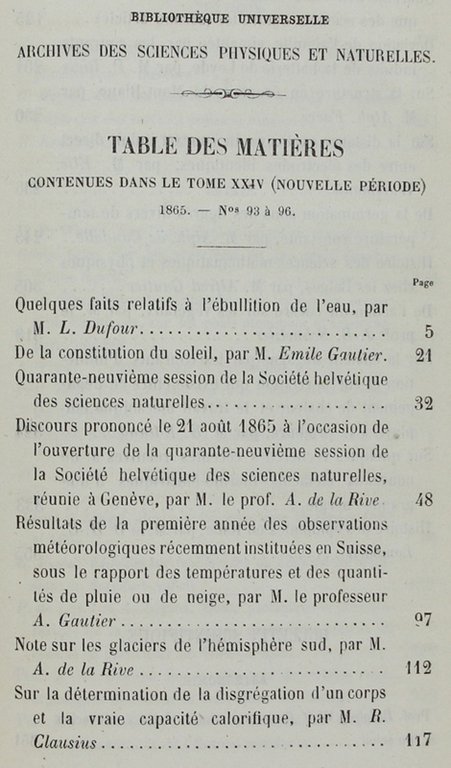 BIBLIOTHEQUE UNIVERSELLE ET REVUE SUISSE. ARCHIVES DES SCIENCES PHYSIQUES ET …