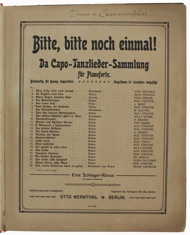 BITTE, BITTE NOCH EINMAL! Da Capo-Tanzlieder-Sammlung.
