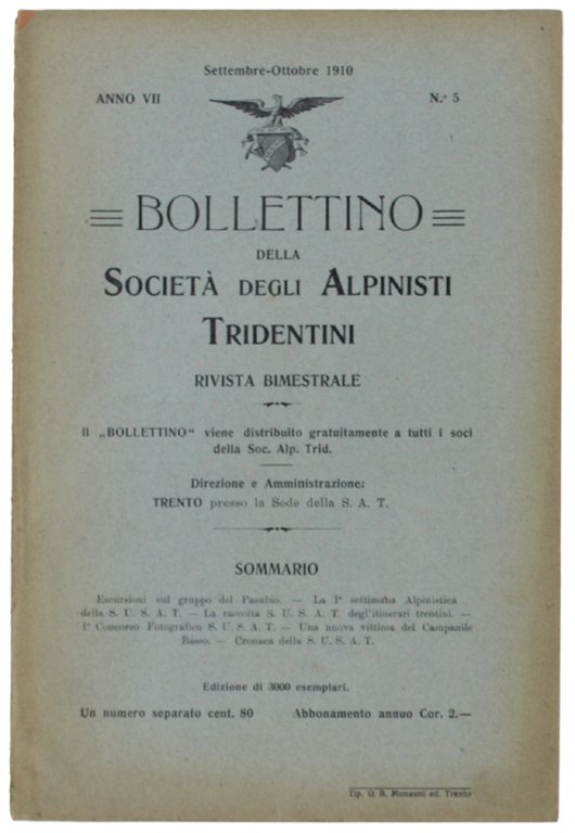 BOLLETTINO. Anno VII - N. 5, Settembre-ottobre 1910.