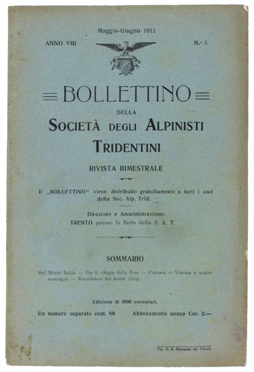 BOLLETTINO. Anno VIII - N.3, Maggio-Giugno 1911.