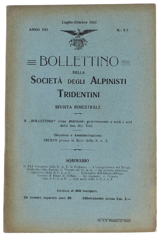 BOLLETTINO. Anno VIII - N.4-5, Luglio-Ottobre 1911.