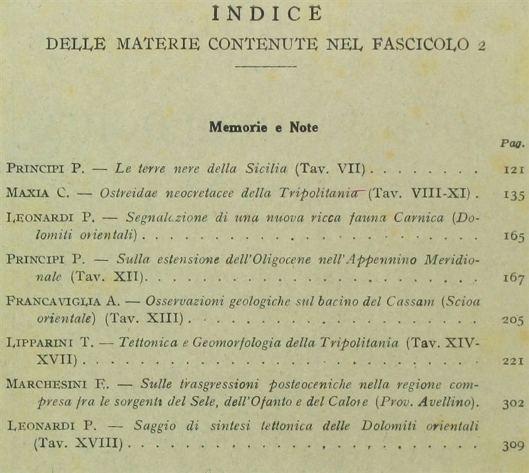 BOLLETTINO DELLA SOCIETA' GEOLOGICA ITALIANA. Volume LIX-1940. Fascicolo 2.