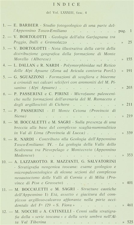 BOLLETTINO DELLA SOCIETA' GEOLOGICA ITALIANA. Volume LXXXIII - 1964. Fasc. …