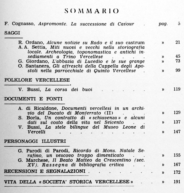 BOLLETTINO STORICO VERCELLESE N. 13-14 (Anno VIII - N. 1-2).