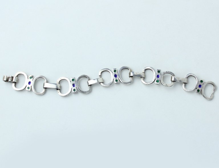 BRACCIALETTO ARGENTO E SMALTI vintage cm 17 | Immagine Gallery 9