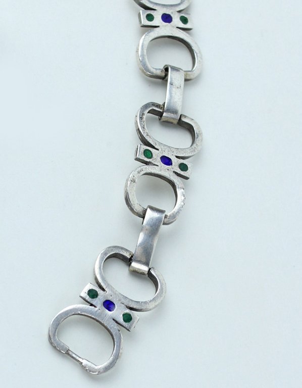 BRACCIALETTO ARGENTO E SMALTI vintage cm 17 | Immagine Gallery 10