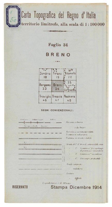 BRENO. Foglio 34 della Carta Topografica del Regno d'Italia e …