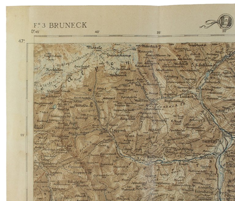 BRUNECK : Carta della Guerra Italiana - Foglio 3, Scala …