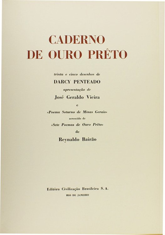 CADERNO DE OURO PRETO. Trinta e cinco desenhos de Darcy …