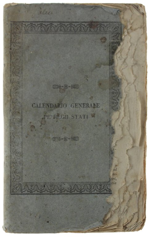 CALENDARIO GENERALE PE' REGII STATI PUBBLICATO CON AUTORITÀ E CON … | Immagine Gallery 3