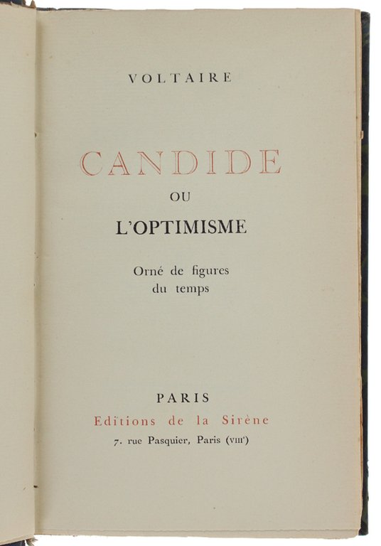 CANDIDE ou l'Optimisme. Traduit de l'allemand de Mr le Docteur …