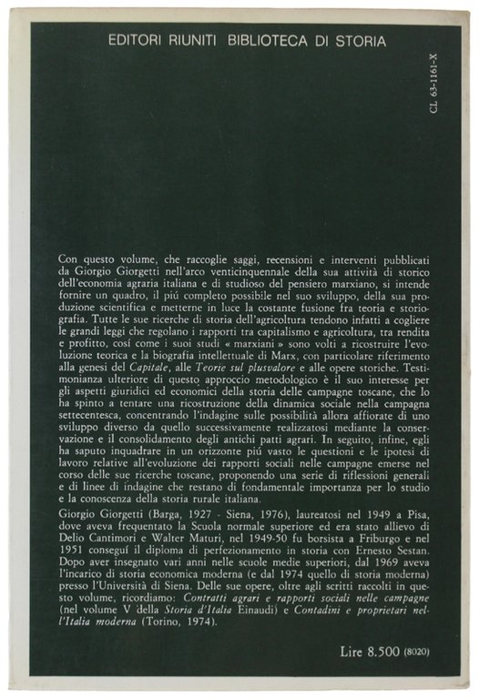 CAPITALISMO E AGRICOLTURA IN ITALIA