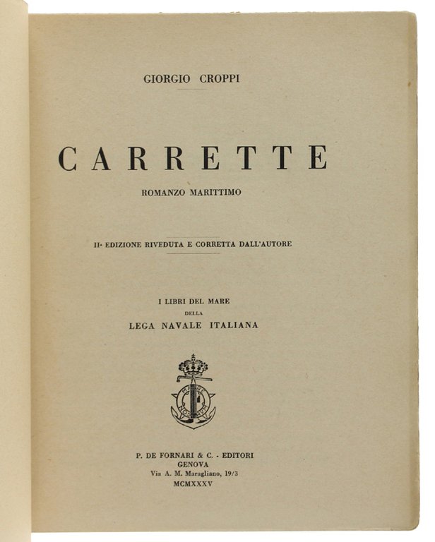 CARRETTE - Romanzo Marittimo