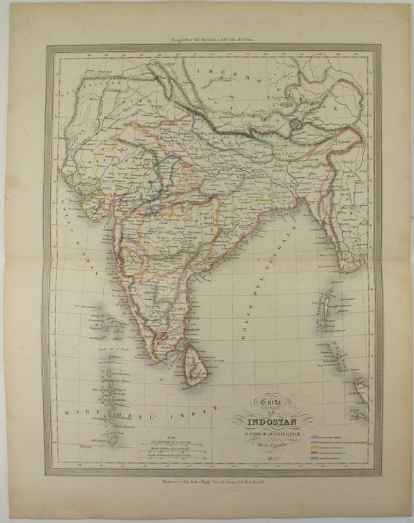 CARTA DELL'INDOSTAN O INDIA DI QUA DAL GANGE - 1857.