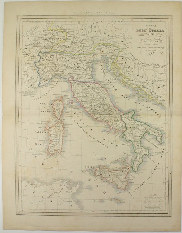 CARTA DELL'ITALIA ANTICA E DEI PAESI LIMITROFI.