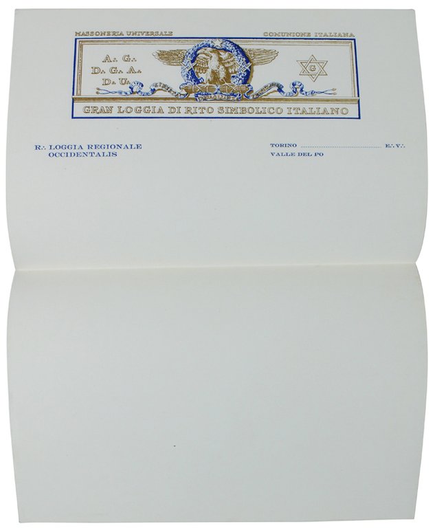 CARTA INTESTATA "GRAN LOGGIA DI RITO SIMBOLICO ITALIANO" - Loggia …