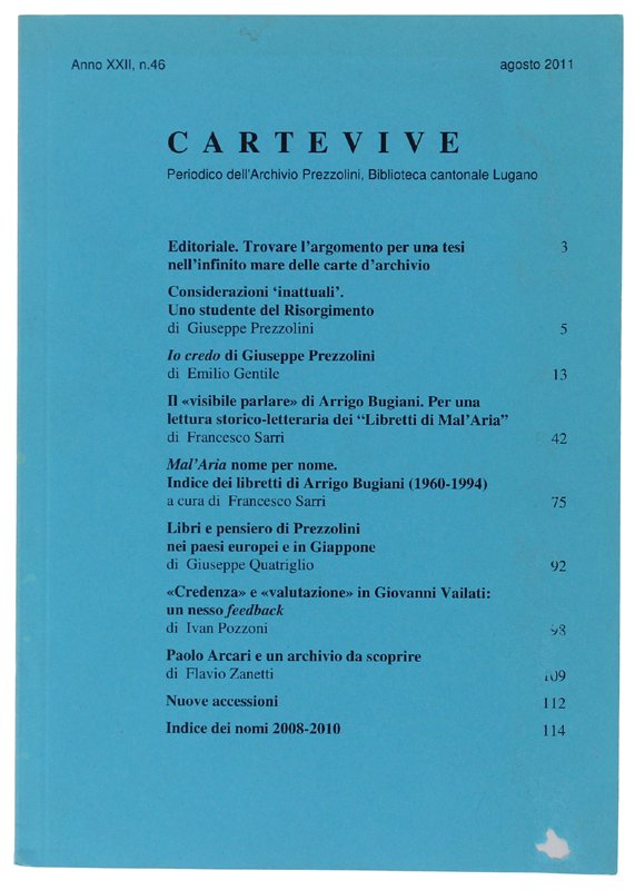 CARTEVIVE. Anno XXII n. 46 / agosto 2011