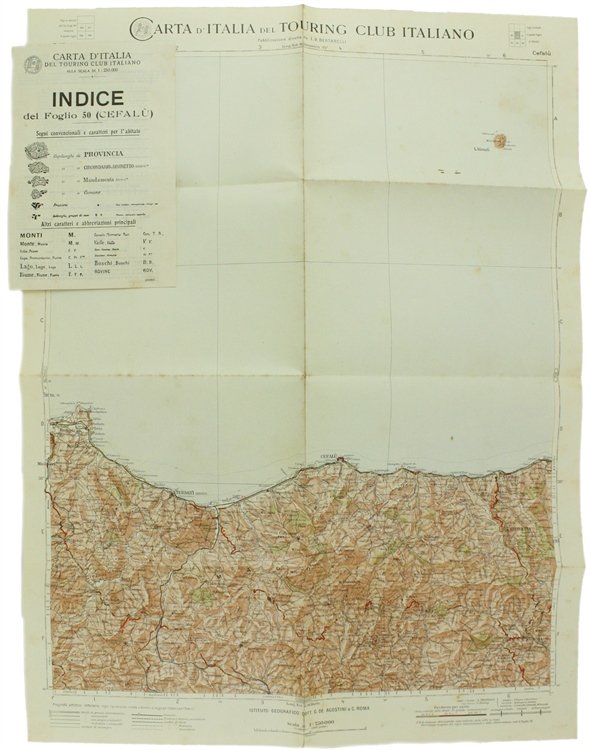 CEFALU'. Foglio 50 della CARTA D'ITALIA del T.C.I. alla scala …