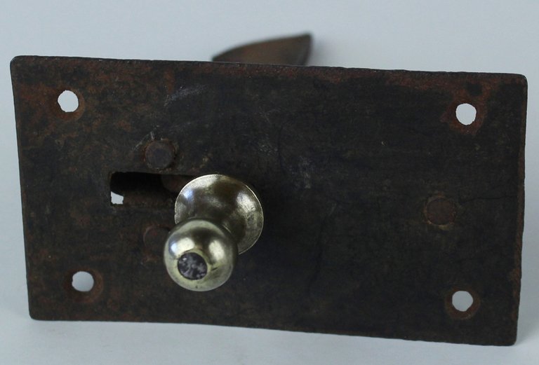 CHIAVISTELLO ANTICO FERRO POMOLINO OTTONE CHIUSURA A LEVA CON SCATTO …