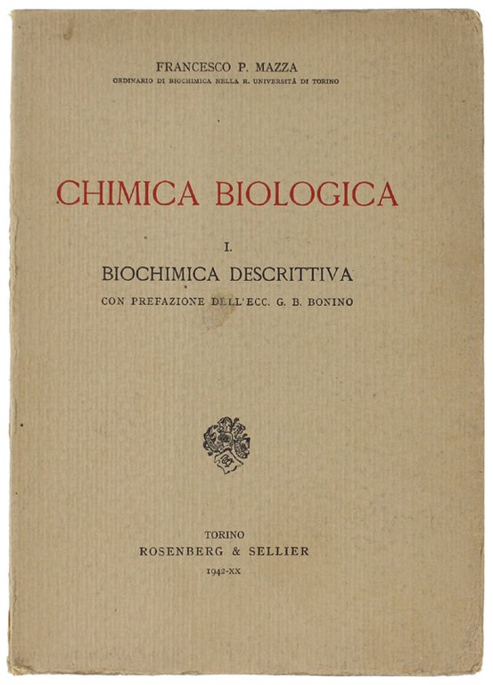 CHIMICA BIOLOGICA I. Biochimica descrittiva.