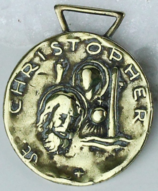 CHRISTOPHER: MEDAGLIA VINTAGE mm 23x33 ottone massiccio dorato