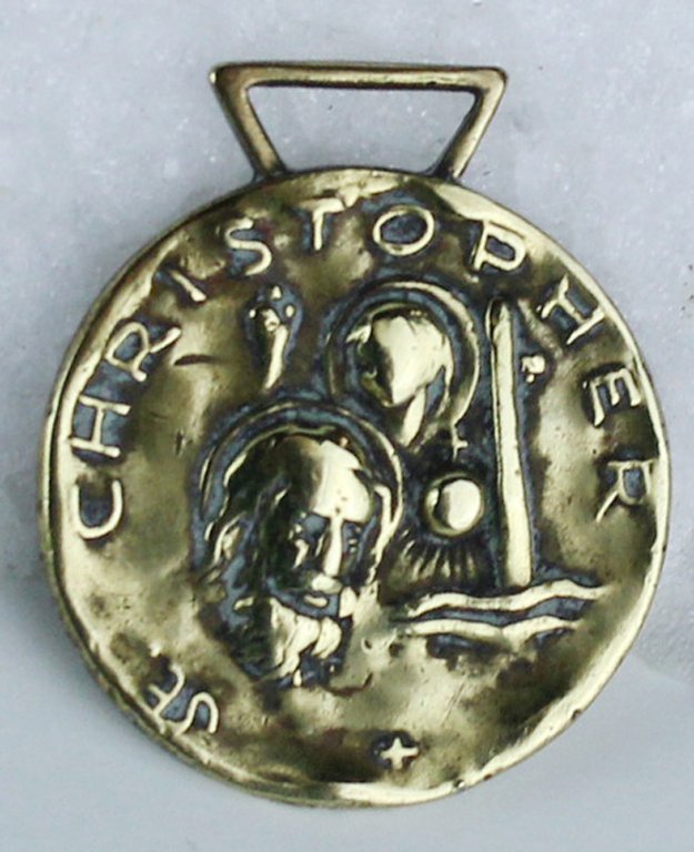 CHRISTOPHER: MEDAGLIA VINTAGE mm 23x33 ottone massiccio dorato