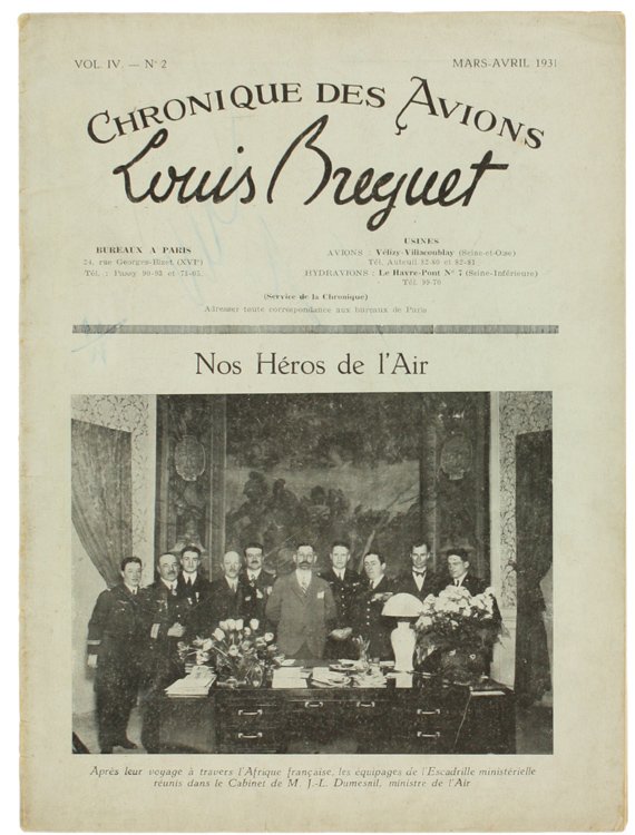 CHRONIQUE DES AVIONS LOUIS BREGUET. NOS HEROS DE L'AIR. Vol.IV …