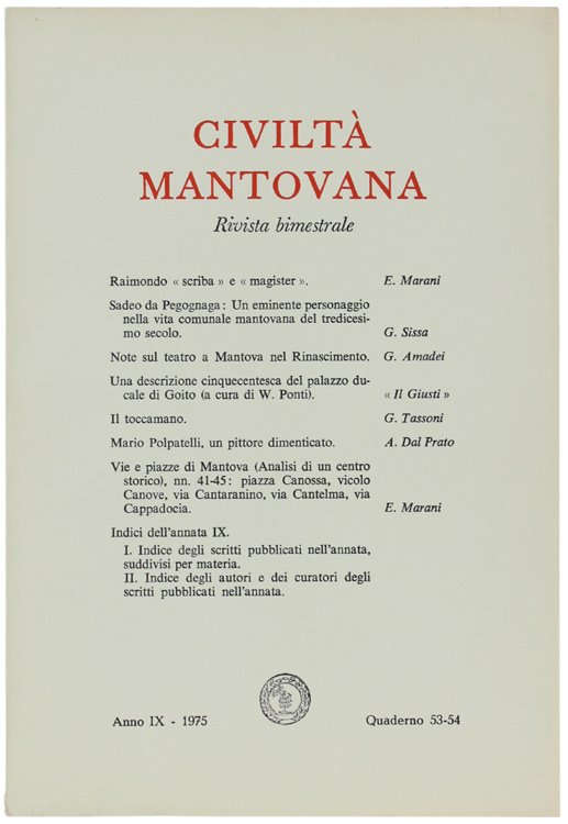 CIVILTA' MANTOVANA. Anno IX - 1975 Quaderno 53-54.