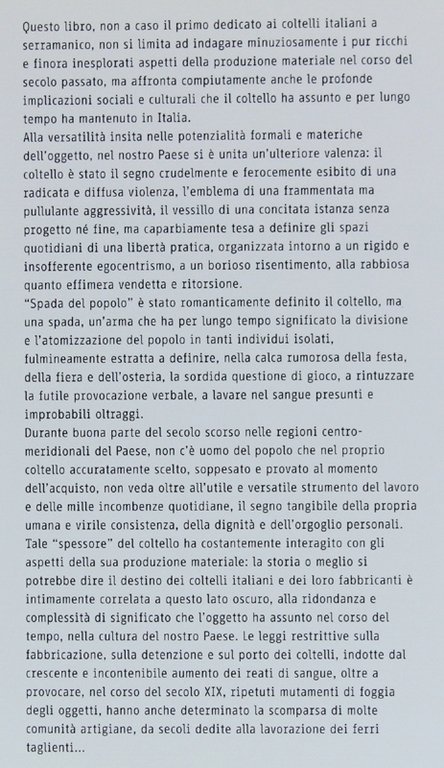 COLTELLI D'ITALIA. Rituali di violenza e tradizioni produttive nel mondo …
