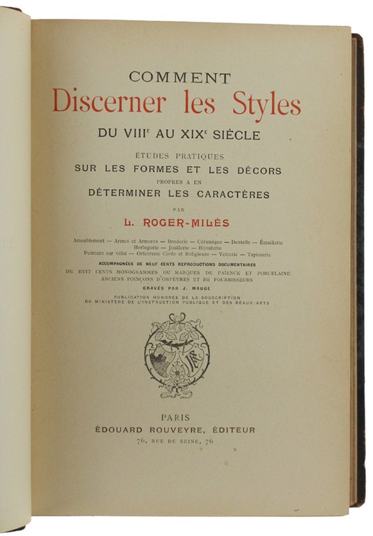 COMMENT DISCERNER LES STYLES DU VIIIe AU XIXe SIECLE. Etudes …