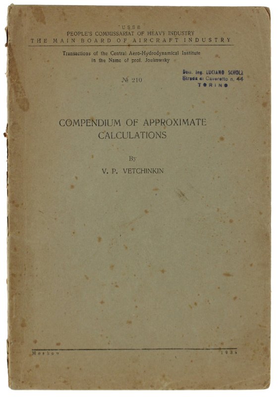 COMPENDIUM OF APPROXIMATE CALCULATIONS. The Main Boaard of Aircraft Industry, … | Immagine principale