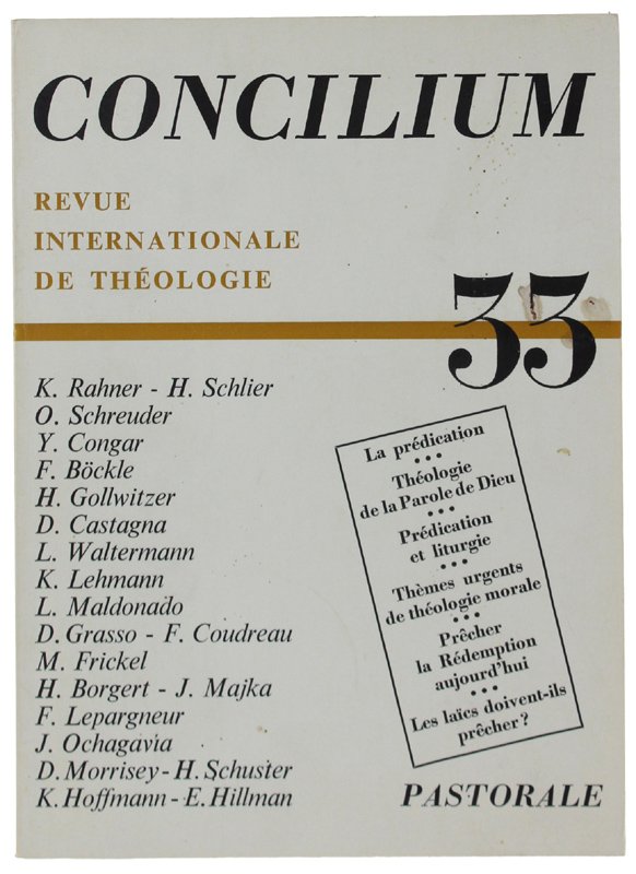 CONCILIUM. Revue Internationale de Théologie. N° 33 | Immagine principale