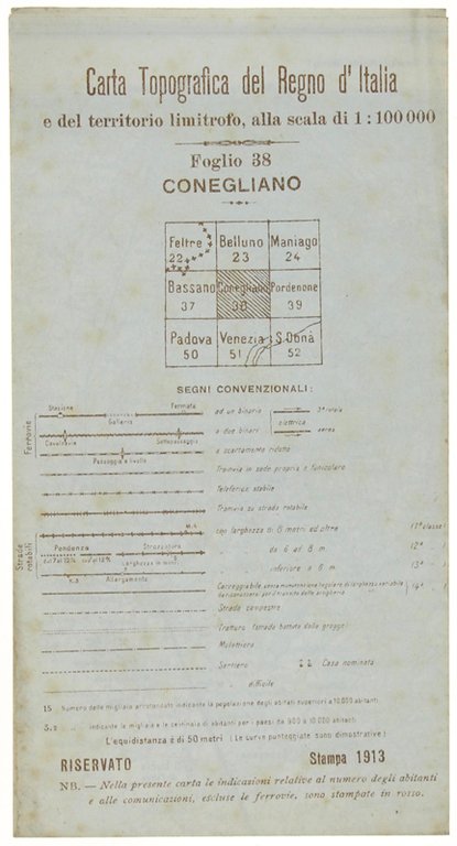 CONEGLIANO. Foglio 38 della Carta Topografica del Regno d'Italia e …