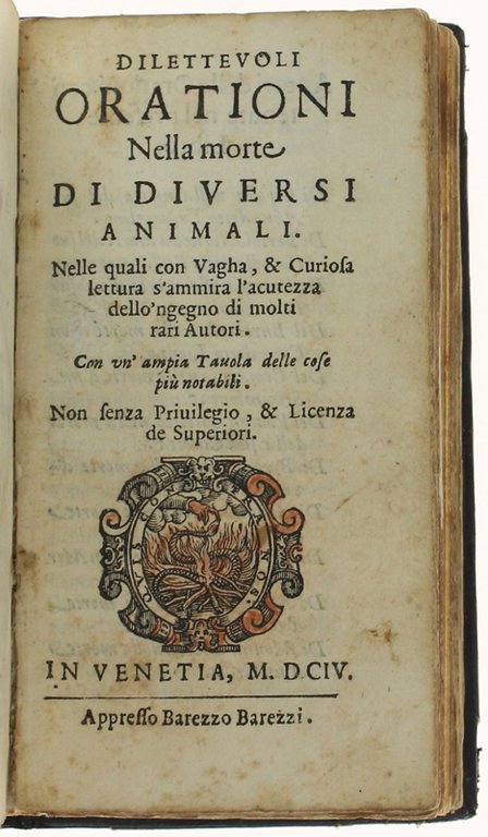 CONSIGLI DE GLI ANIMALI CIOE' RAGIONAMENTI CIVILI + DISCORSO DEL …