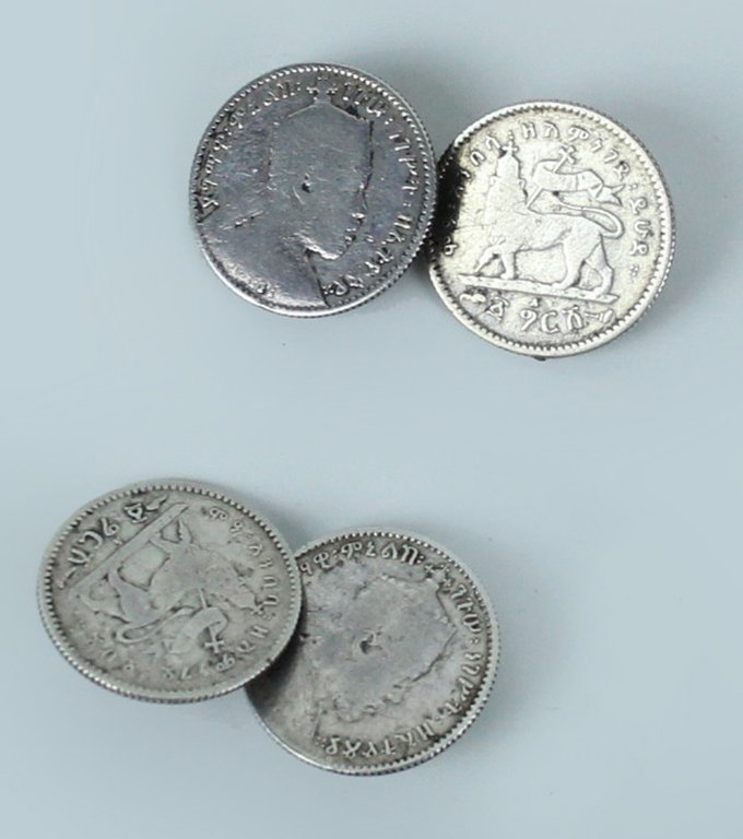 COPPIA ANTICHI GEMELLI ARGENTO MENELIK II 1889 (1/20 di birr)