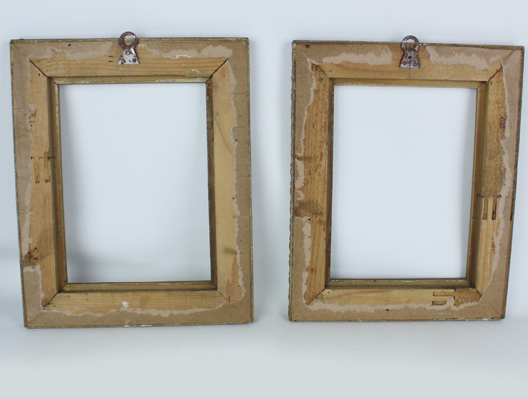 COPPIA CORNICI ANTICHE LEGNO DORATO CM 32,5x26