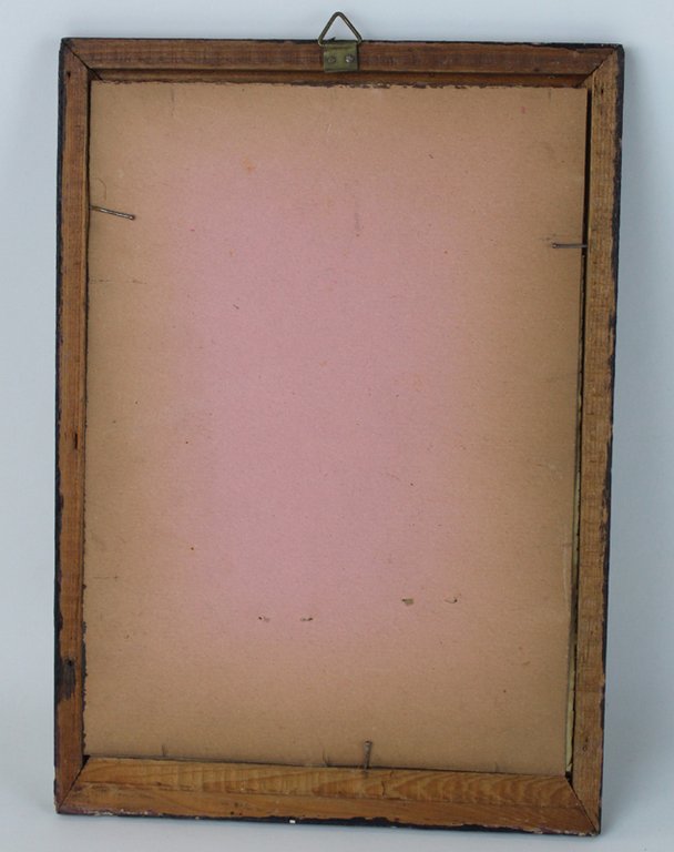 CORNICE VINTAGE LEGNO LACCATO MOGANO CON VETRO CM 24x17