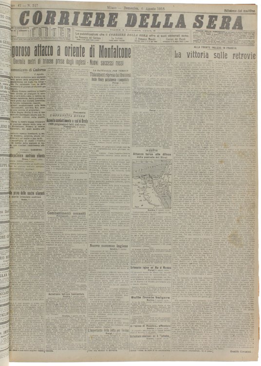 CORRIERE DELLA SERA - agosto 1916.