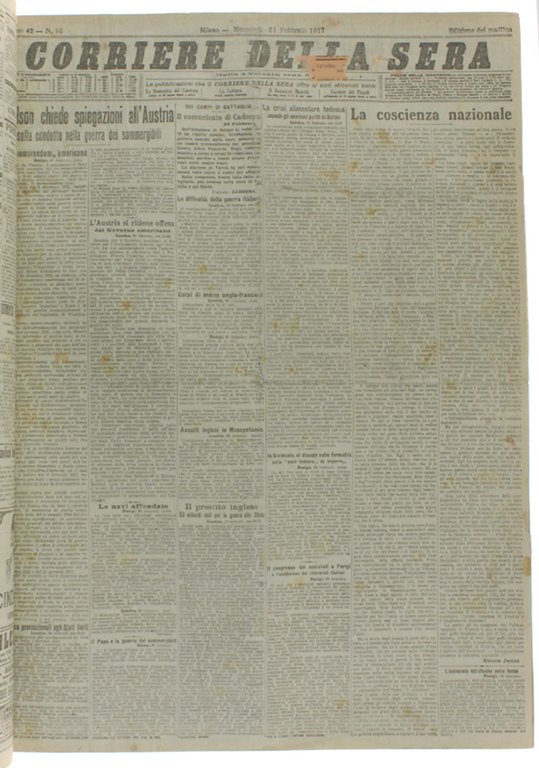 CORRIERE DELLA SERA - Febbraio 1917 completo.