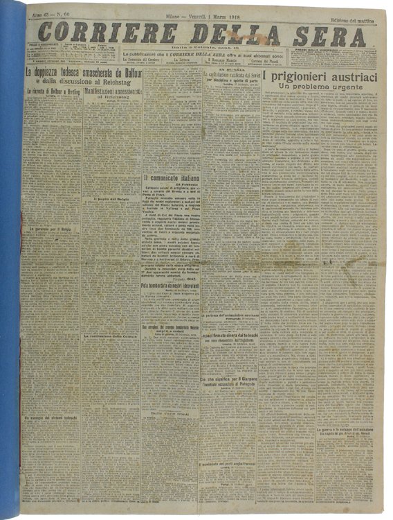 CORRIERE DELLA SERA - Marzo 1918. (31 numeri)