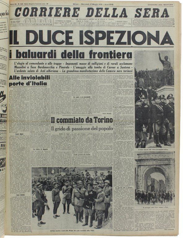 CORRIERE DELLA SERA. Dal 1 aprile al 31 agosto 1939.