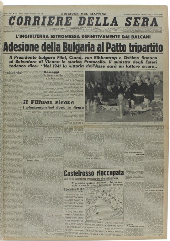 CORRIERE DELLA SERA. Dal 12 febbraio al 31 marzo 1941.