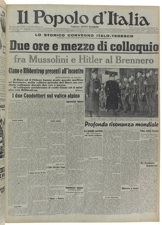 CORRIERE DELLA SERA. Dal 9 gennaio al 31 maggio 1940.