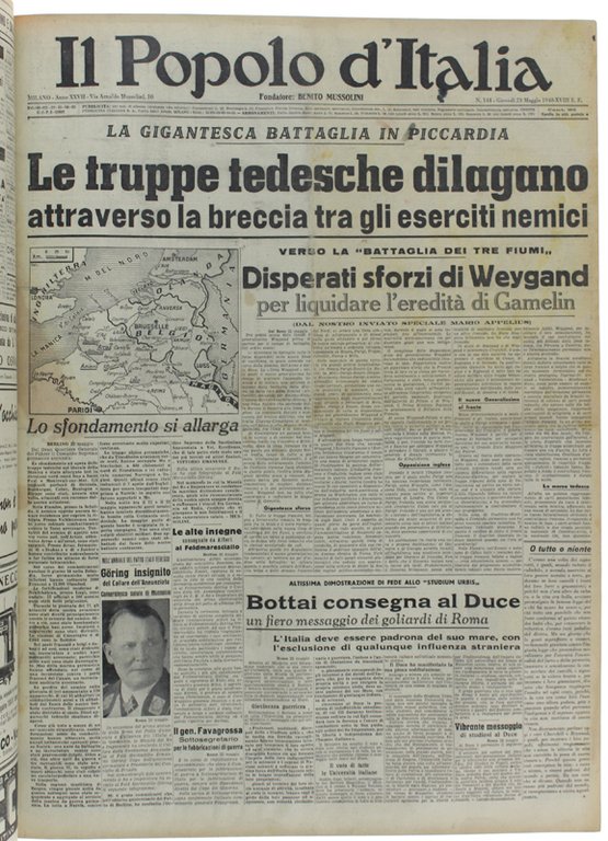 CORRIERE DELLA SERA. Dal 9 gennaio al 31 maggio 1940.