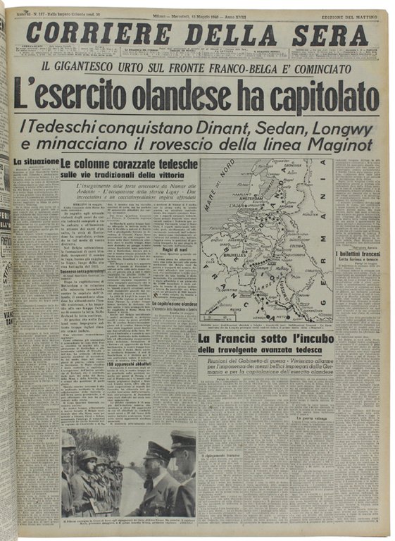 CORRIERE DELLA SERA. Dal 9 gennaio al 31 maggio 1940.