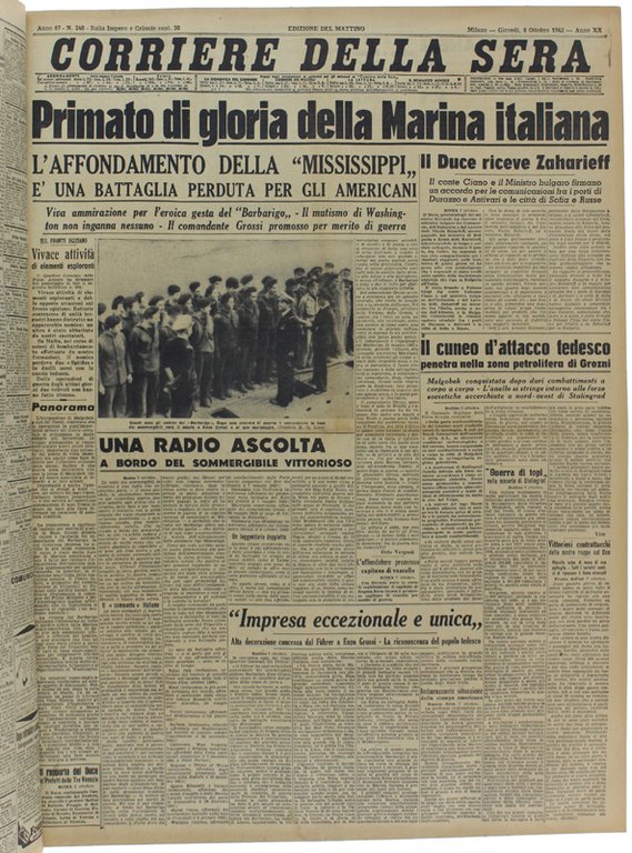 CORRIERE DELLA SERA. Quarto trimestre 1942.