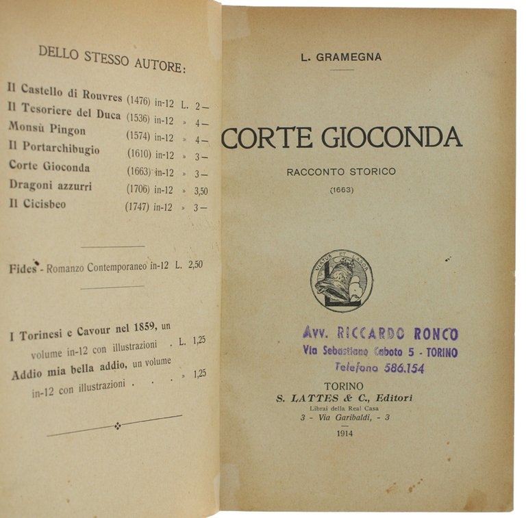 CORTE GIOCONDA. Racconto storico (1663)