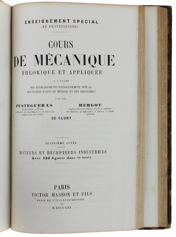COURS DE MECANIQUE THEORIQUE ET APPLIQUEE à l'usage des établissements …